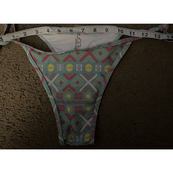 TASHEHE String Bikini High Leg Cut/Triangle Removable Pads Geometric Size S - Picture 7 of 14